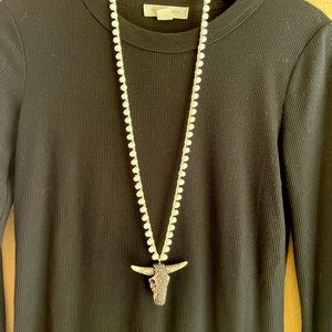Handmade Boho Steer Rhinestone necklace